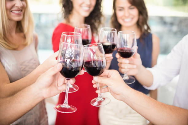 istock Group of friends having wine 674803894
