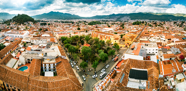 Panoramic Aerial view of San Cristobal de las Casas in Chiapas, Mexico