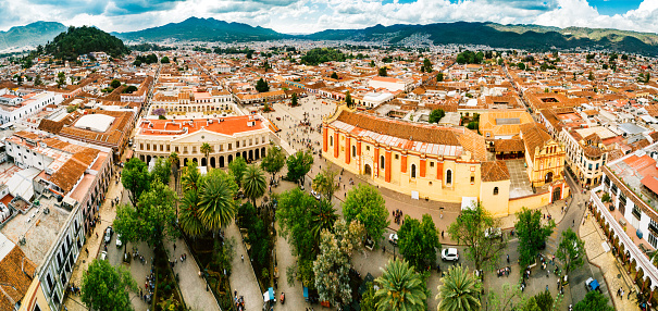 Panoramic and zenithal view of Polop de la Marina in Alicante , Spain