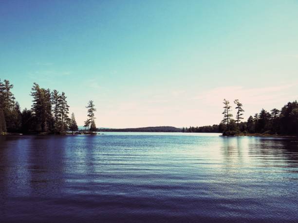 lake treelined, adirondacks, ny - racquette - fotografias e filmes do acervo