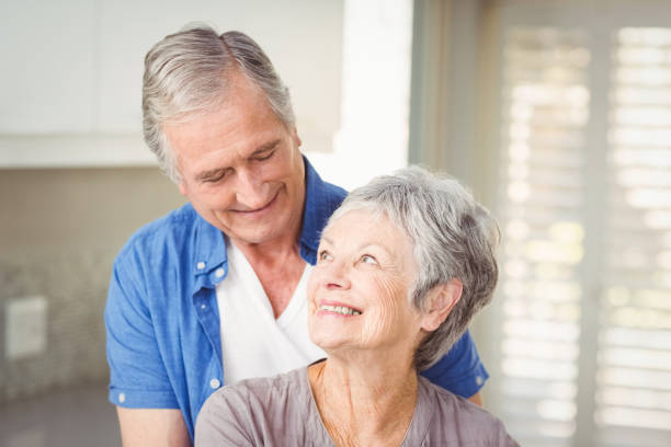 istock Happy romantic senior couple looking at each other 674818336