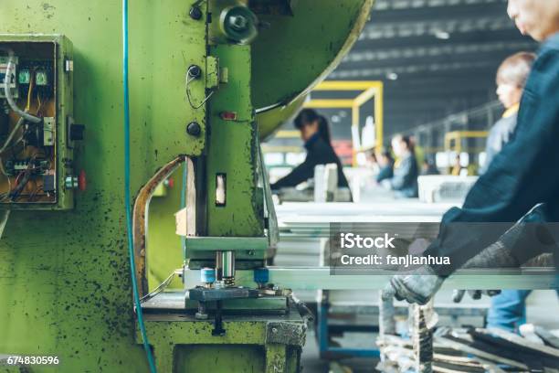 Detail Shot Of Extruded Aluminum Industry In A Plant Stock Photo - Download Image Now