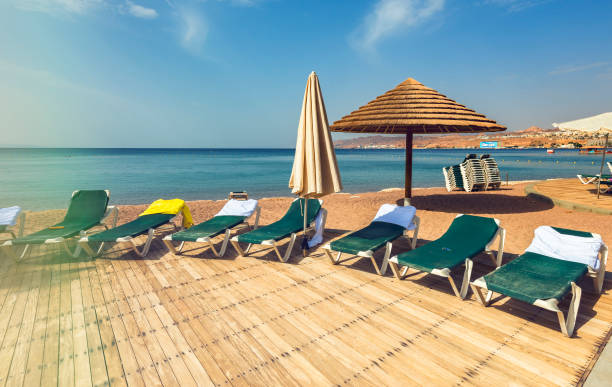 istock Summer day on the central beach of Eilat 674854800
