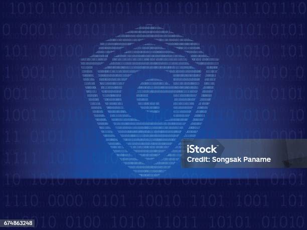 Computer Binary Code On Blue Screen Stock Illustration - Download Image ...
