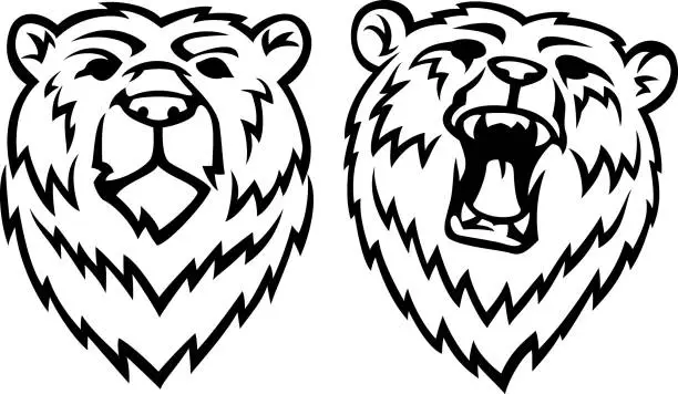 Vector illustration of Two bear heads