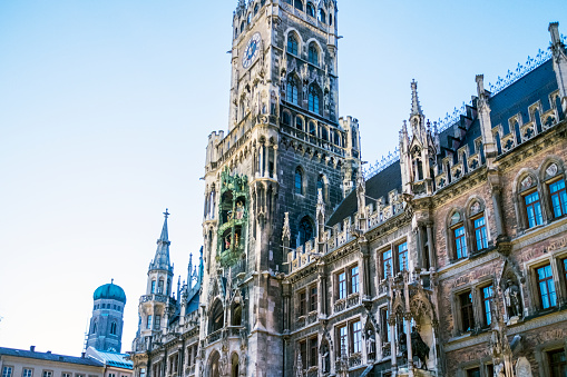Munich, Bavaria, Germany- 29th March 2017 details of the Town Hall and the square on the Marienplatz