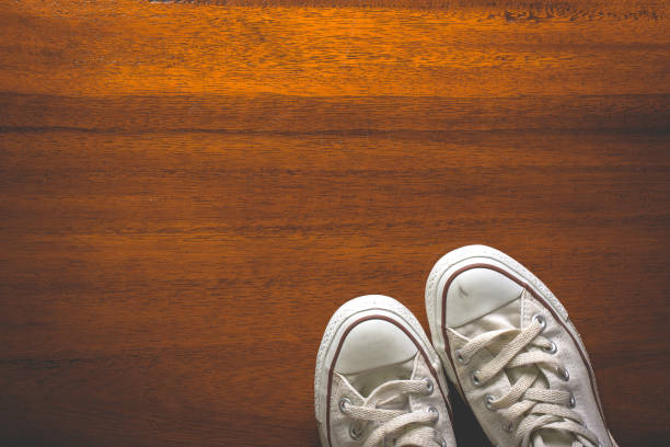 istock Top view Old vintage sneakers 674884770