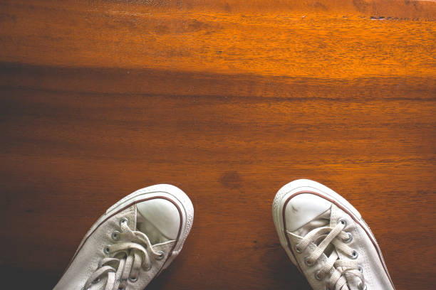 istock Top view Old vintage sneakers 674884774