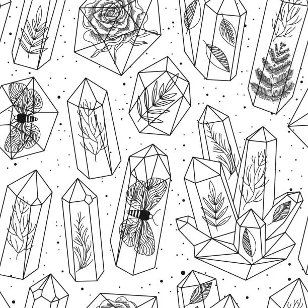 Vector illustration of Gems, crystals seamless pattern vector