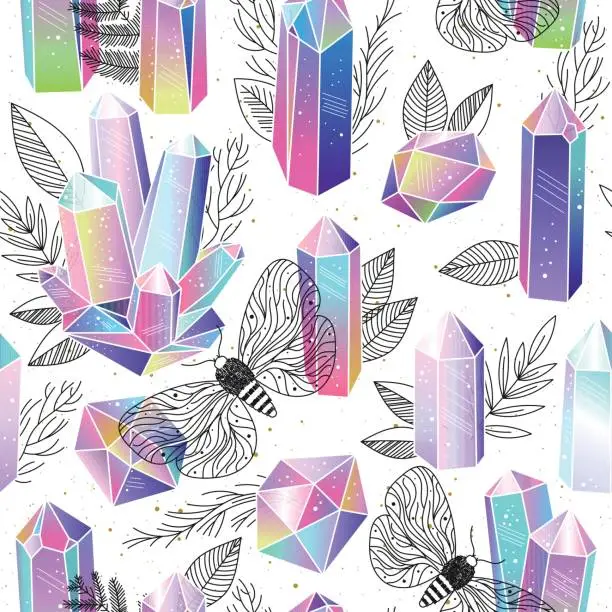 Vector illustration of Gems, crystals seamless pattern vector