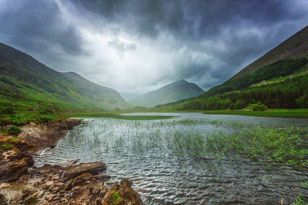 Black Valley in the Killarney National Park, County Kerry, Ireland Irish landscape under heavy stormclouds. killarney lake stock pictures, royalty-free photos & images