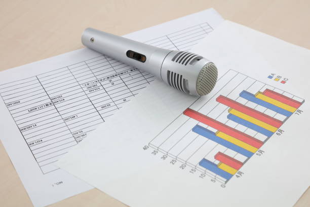 Microphone and cable lying on sheet of music