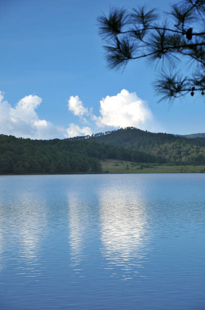 Suoi Vang Lake Leaving the Dalat’s center , coming to Lac Duong,the North of Dalat, visitors must overcome a tortuously long road about 12km being surrounded with pine hills before getting to Suoi Vang lake. fang xiang stock pictures, royalty-free photos & images
