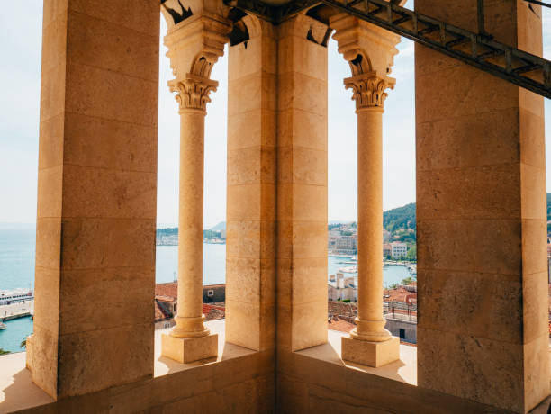 Bell tower in the old town of Split in Croatia Bell tower in the old town of Split, Croatia omnium cycling stock pictures, royalty-free photos & images