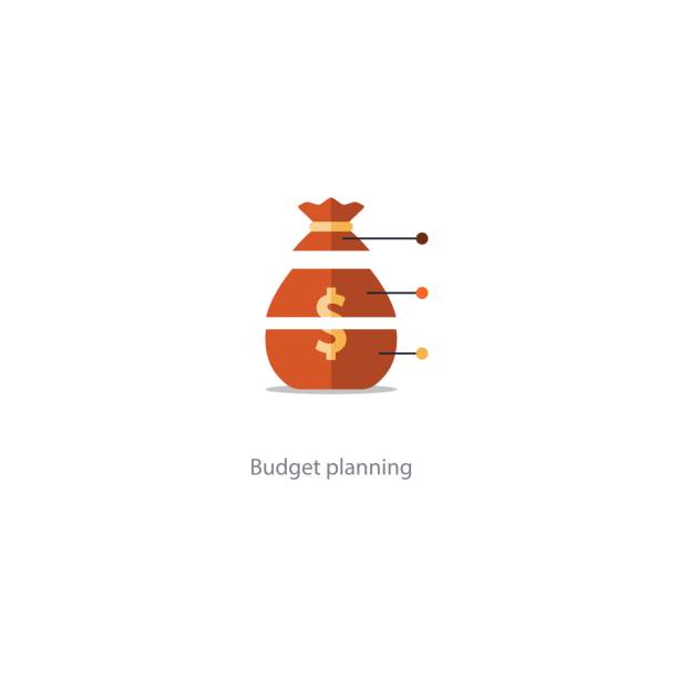 Budget cut structure, investment plan, financial portfolio, money management Investment diversification, financial strategy solution, budget fund cut plan icon, share hold, compound interest, divide money, vector illustration west china stock illustrations