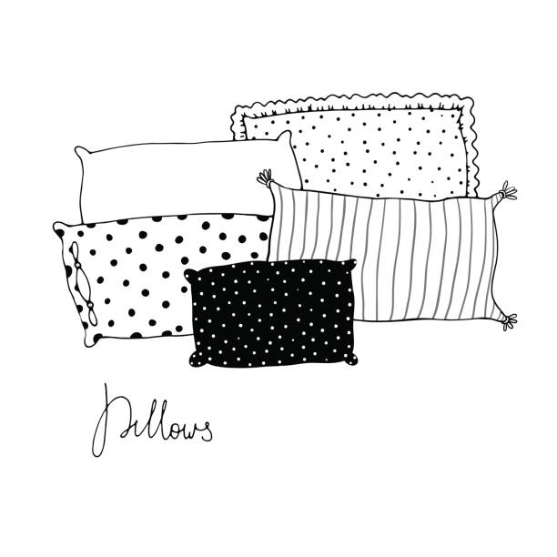 Beautiful pillows on a white background. Beautiful pillows on a white background. Hand drawn vector. bedding illustrations stock illustrations