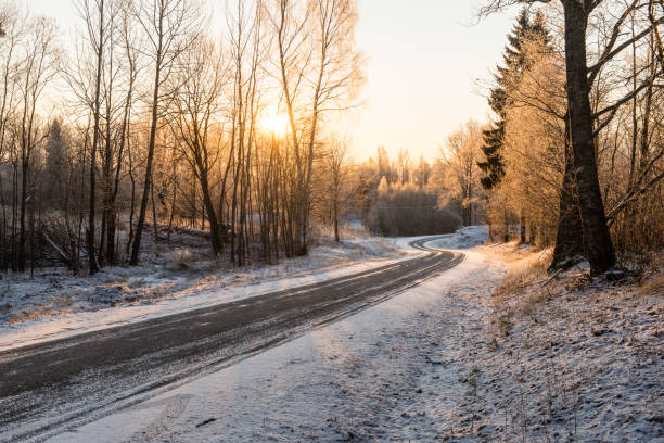 istock empty road in the countryside in winter 674949054