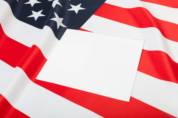 istock Close of USA ruffled flag with blank text board over it for YOUR TEXT OR IMAGE 674950266