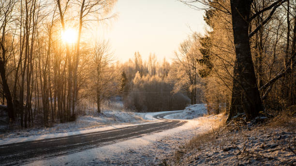 istock empty road in the countryside in winter 674951150