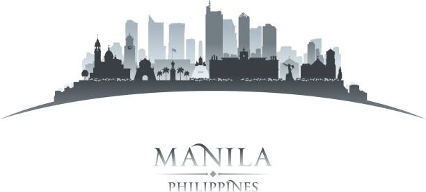 Manila Philippines city skyline silhouette Manila Philippines city skyline vector silhouette illustration national capital region philippines stock illustrations