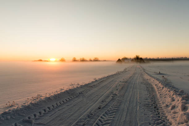 istock foggy country fields in winter on cold morning 674952902