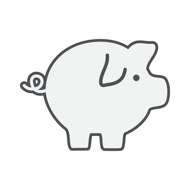 свинья значок сэкономить деньги валюты - piggy bank savings internet finance stock illustrations