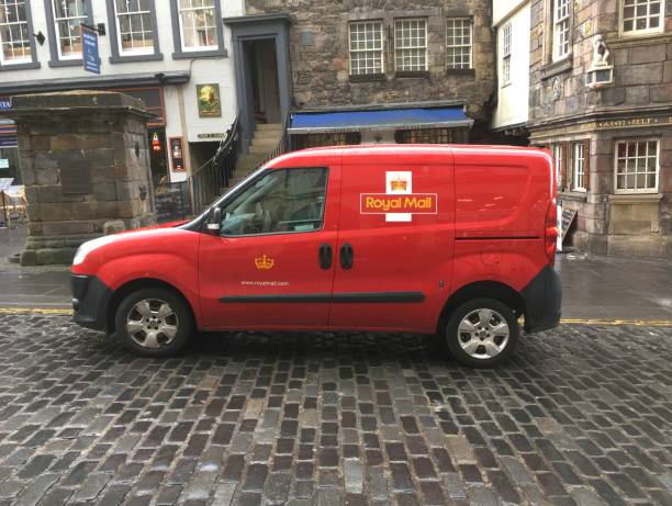 Red Royal Mail delivery van stock photo