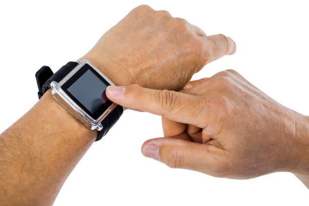 Close up of a smartwatch on a wrist being used