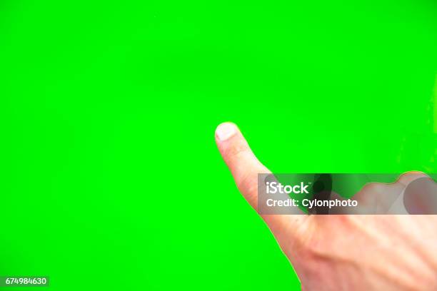 Digital Green Screen Man Hand Stock Photo - Download Image Now - Green Screen, Tapping, Hand