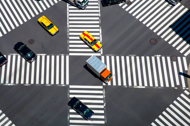 istock Look at the crosswalk of the scrambled intersection from above 674987610