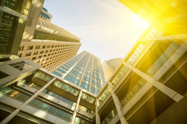 istock Look up the urban high-rise office building from below 674988272