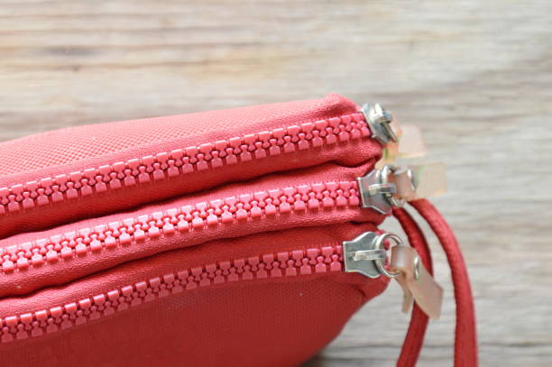 istock red fabric wallet zipper opened on board 674991278