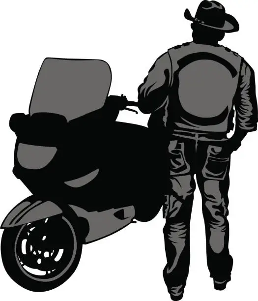 Vector illustration of Old motor biker