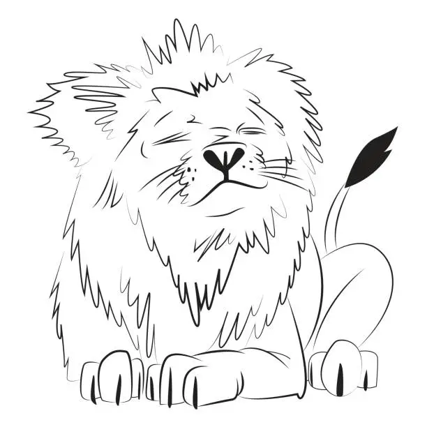 Vector illustration of Cartoon image of lion