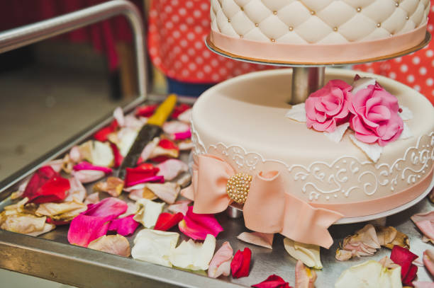 istock A three tiered cake with pink flowers 7828. 675017406