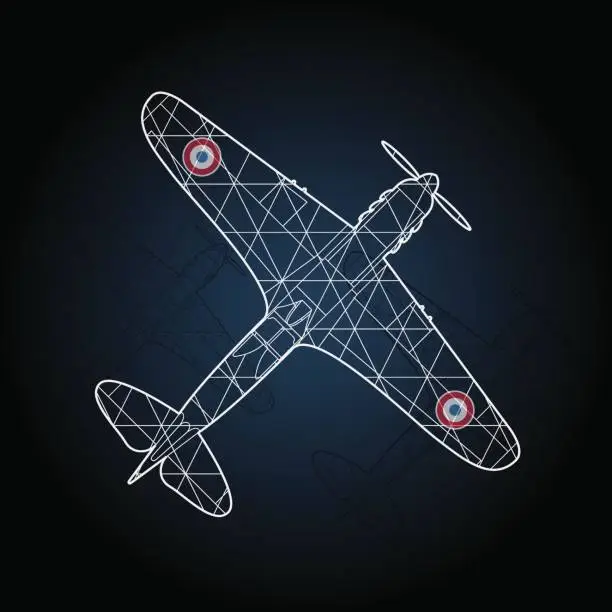 Vector illustration of Retro France airplane illustration.