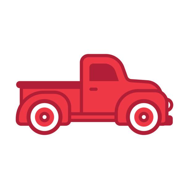 Retro Pickup Truck Stock Illustration - Download Image Now - Pick-up Truck,  Truck, Cartoon - iStock