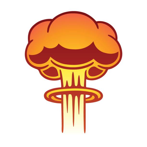 Nuclear mushroom cloud Cartoon comic style nuclear mushroom cloud illustration. Atomic explosion vector clip art. weapons of mass destruction stock illustrations