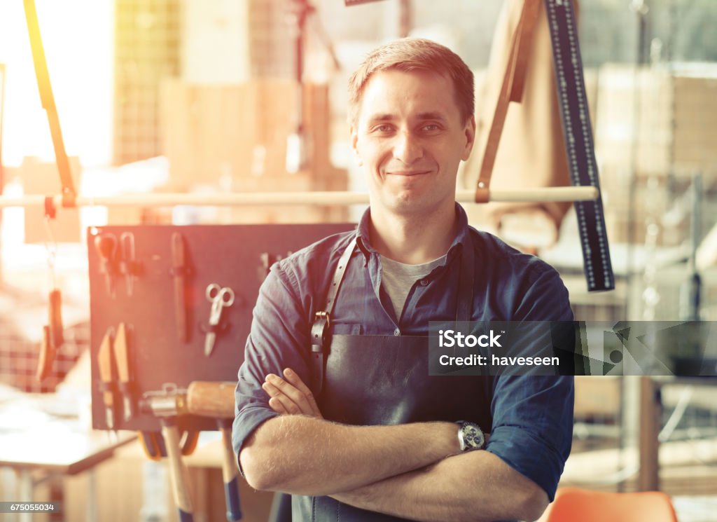 Inhaber einer Lederwerkstatt - Lizenzfrei Monteurberuf Stock-Foto