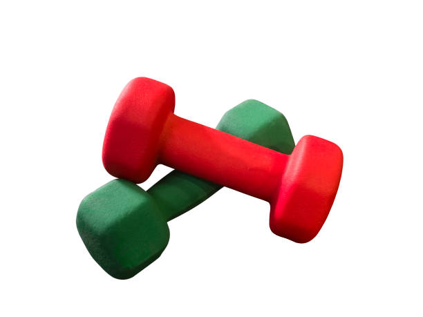 istock Green and red dumbbells. 675056014
