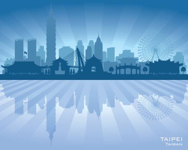 tajpej tajwańska sylwetka panoramy miasta - backgrounds cityscape taipei taiwan stock illustrations