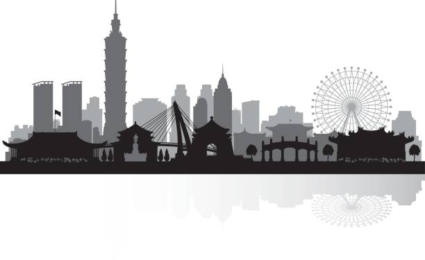 taipeh stadt skyline silhouette - backgrounds cityscape taipei taiwan stock-grafiken, -clipart, -cartoons und -symbole