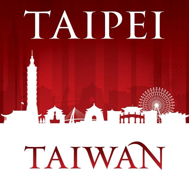 tajpej tajwańska sylwetka panoramy miasta - backgrounds cityscape taipei taiwan stock illustrations