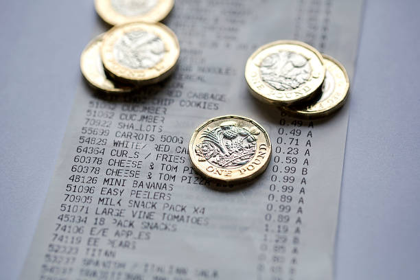istock One pound coin on a till receipt. 675064064