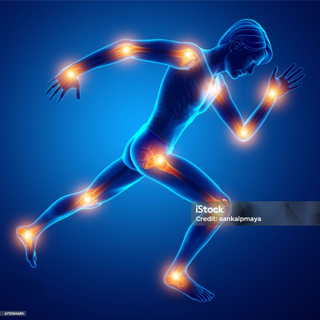Male Joint Pain 3d Illustration of Male  Joint Pain The Human Body stock illustration