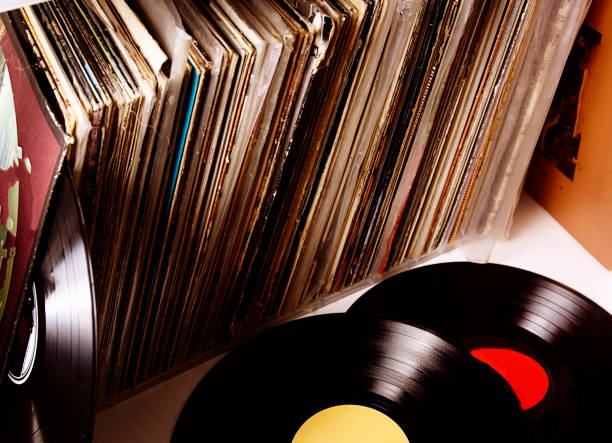 istock Vinyl records with sleeves 675067778