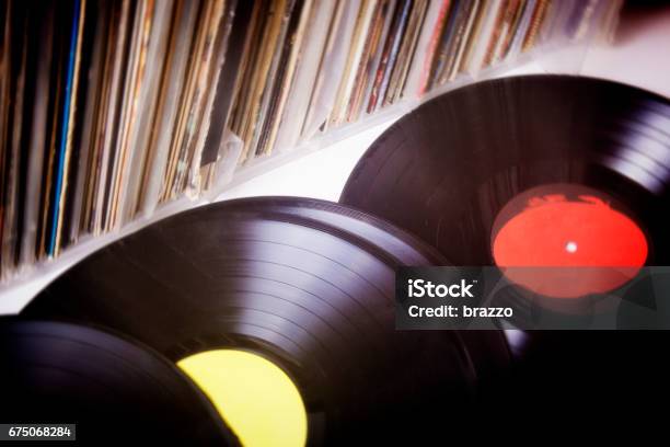 Vinyl Records Gathering Dust Stock Photo - Download Image Now - Analog, Archival, Arts Culture and Entertainment
