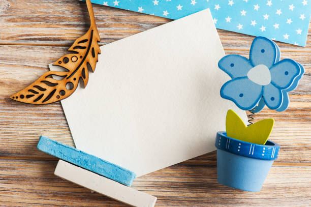 Blue wooden flower and drawing chalk