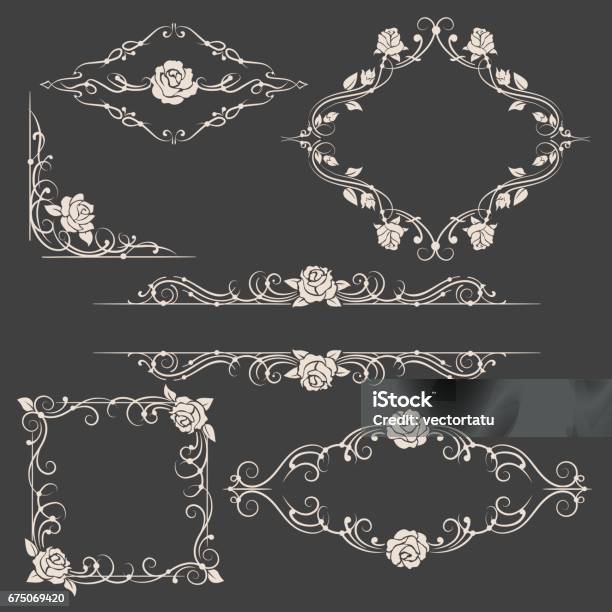 Ornamental Floral Frames Set Stock Illustration - Download Image Now - Rose - Flower, Filigree, Border - Frame