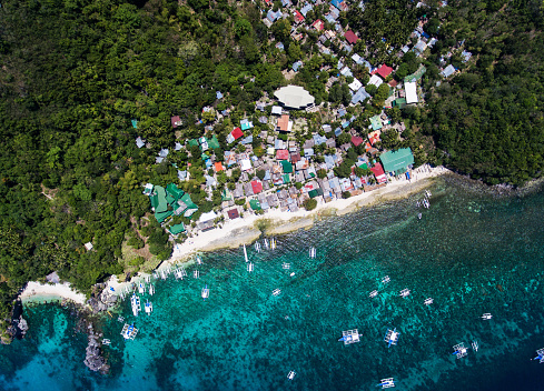 Awesome Apo island aerial view. Negros area. Philippines